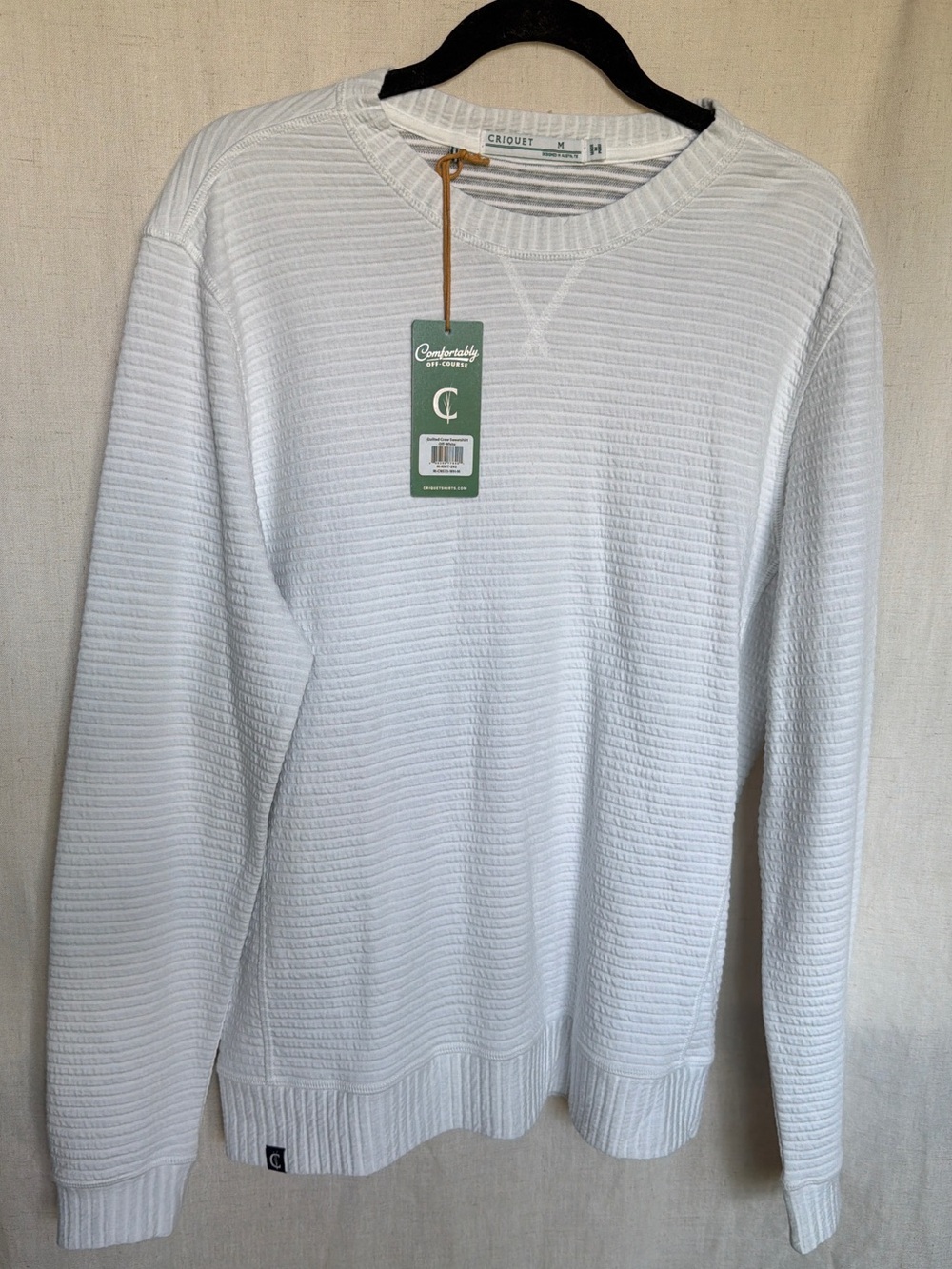 NWT Criquet Made in Austin quilted crewneck OFF WHITE size Medium